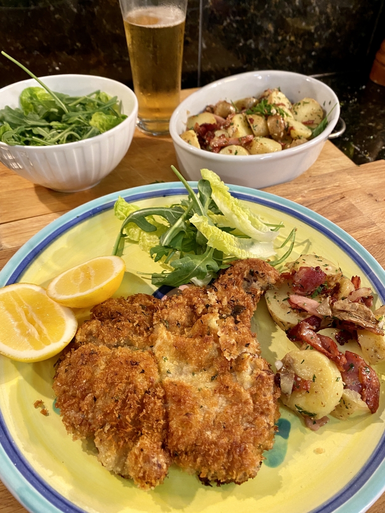 German Schnitzel and Potato Salad