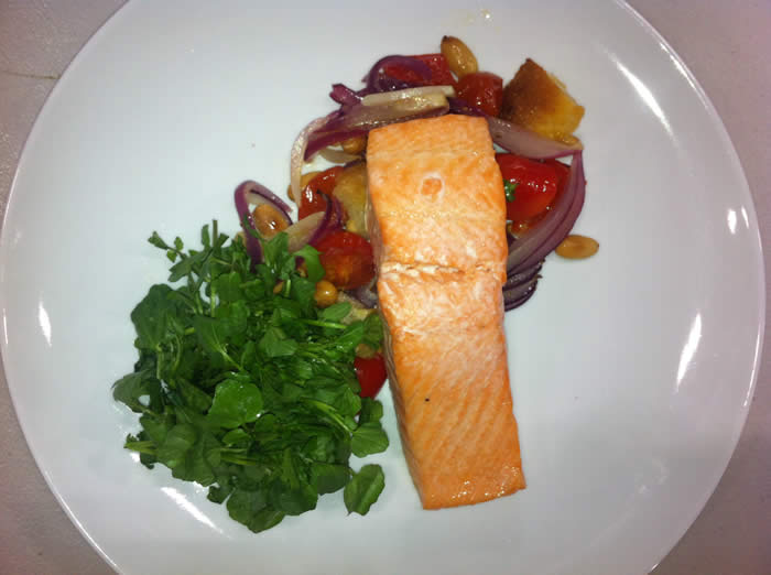 Salmon with Warm Romesco Salad