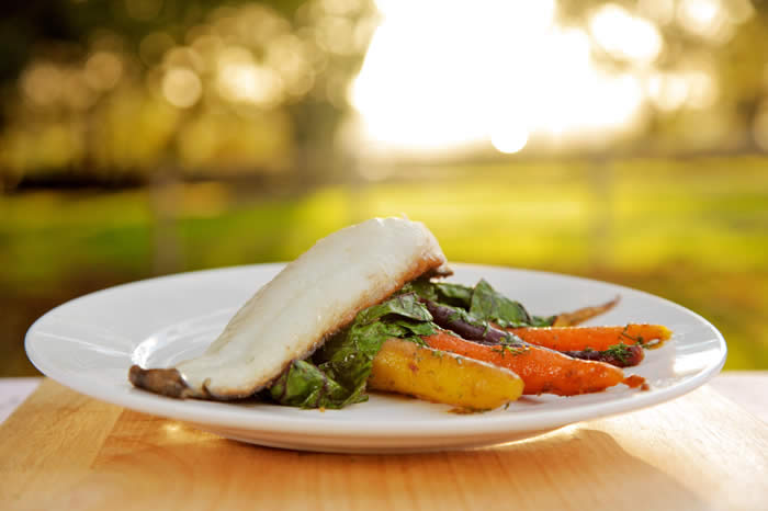 Turbot with Coloured Vegetables