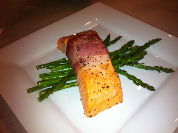 King Salmon with Proscuitto and Asparagus