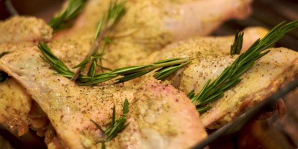 Spatchcock Stuffed with Brie, Olives, Sourdough and Chutney