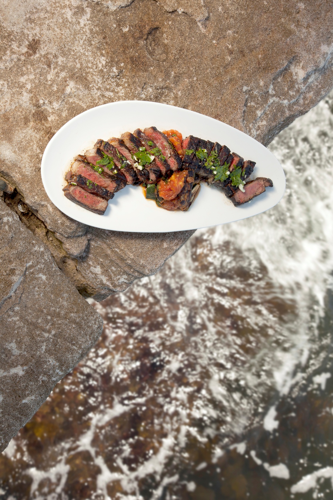 BBQ rump steak with Zucchini, Eggplant and Tomato