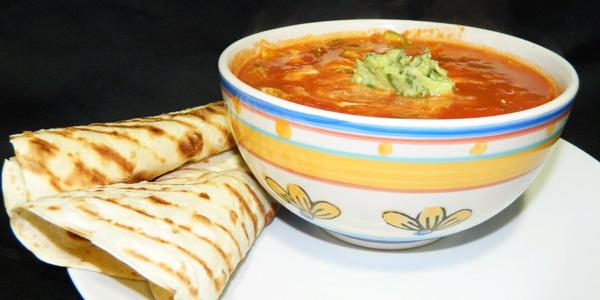 Quick Mexican Soup with Spiced Avocado Salsa