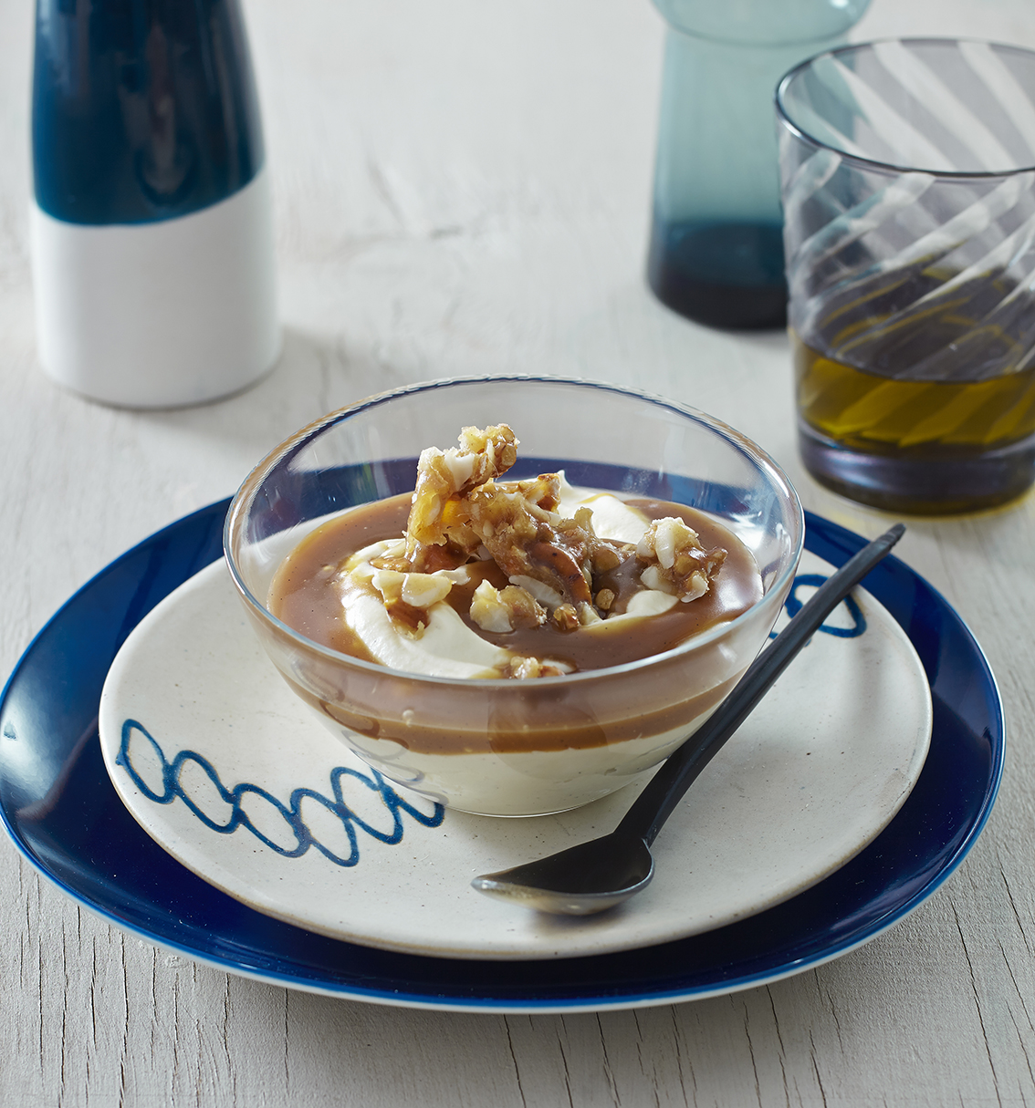 Upside Down Salted Caramel Cheesecake with Macadamia Pretzel Praline