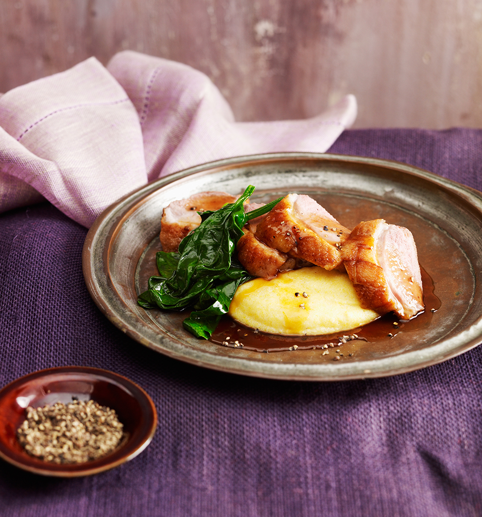 Crisp Skinned Duck Breast with Soft Polenta