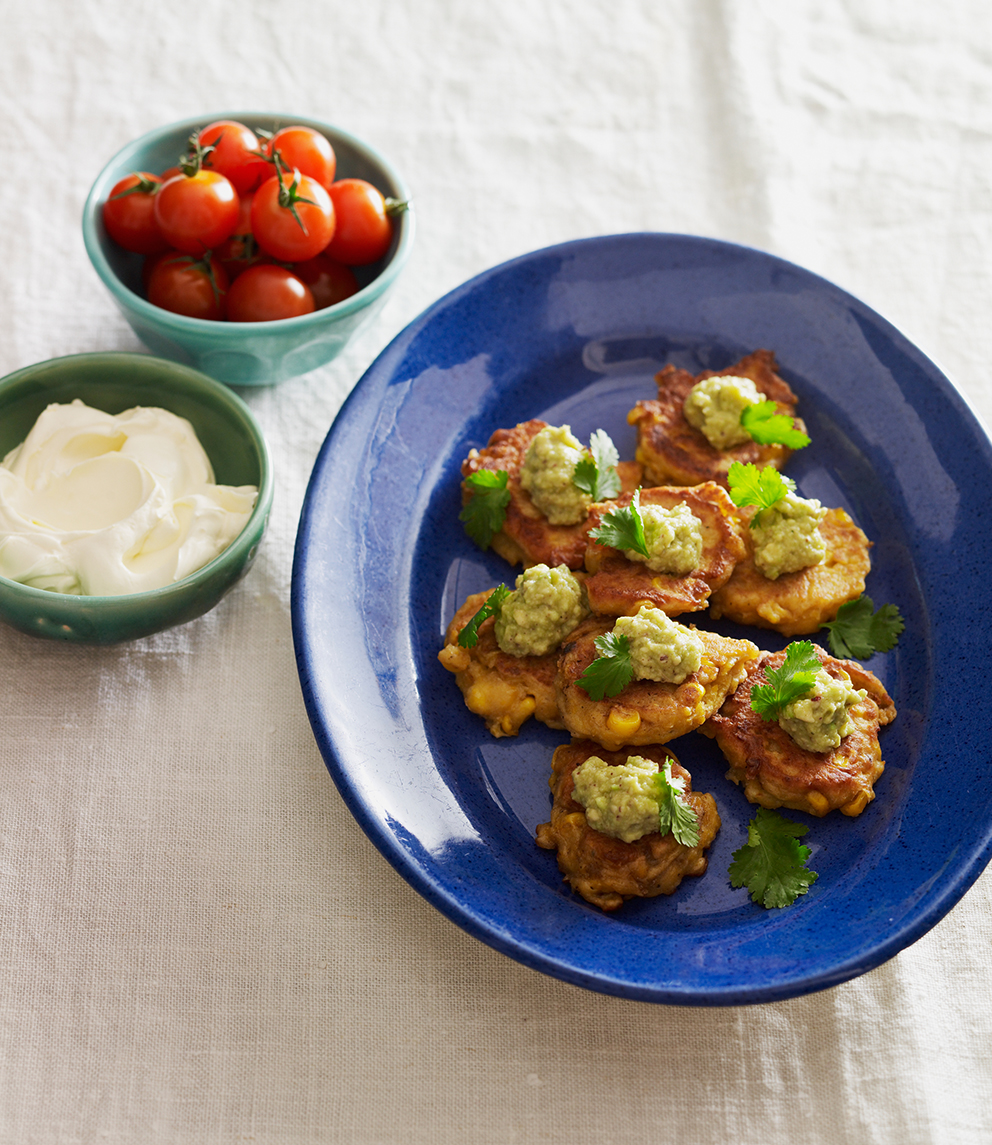 Corn Cakes with Australian Spiced Guacamole