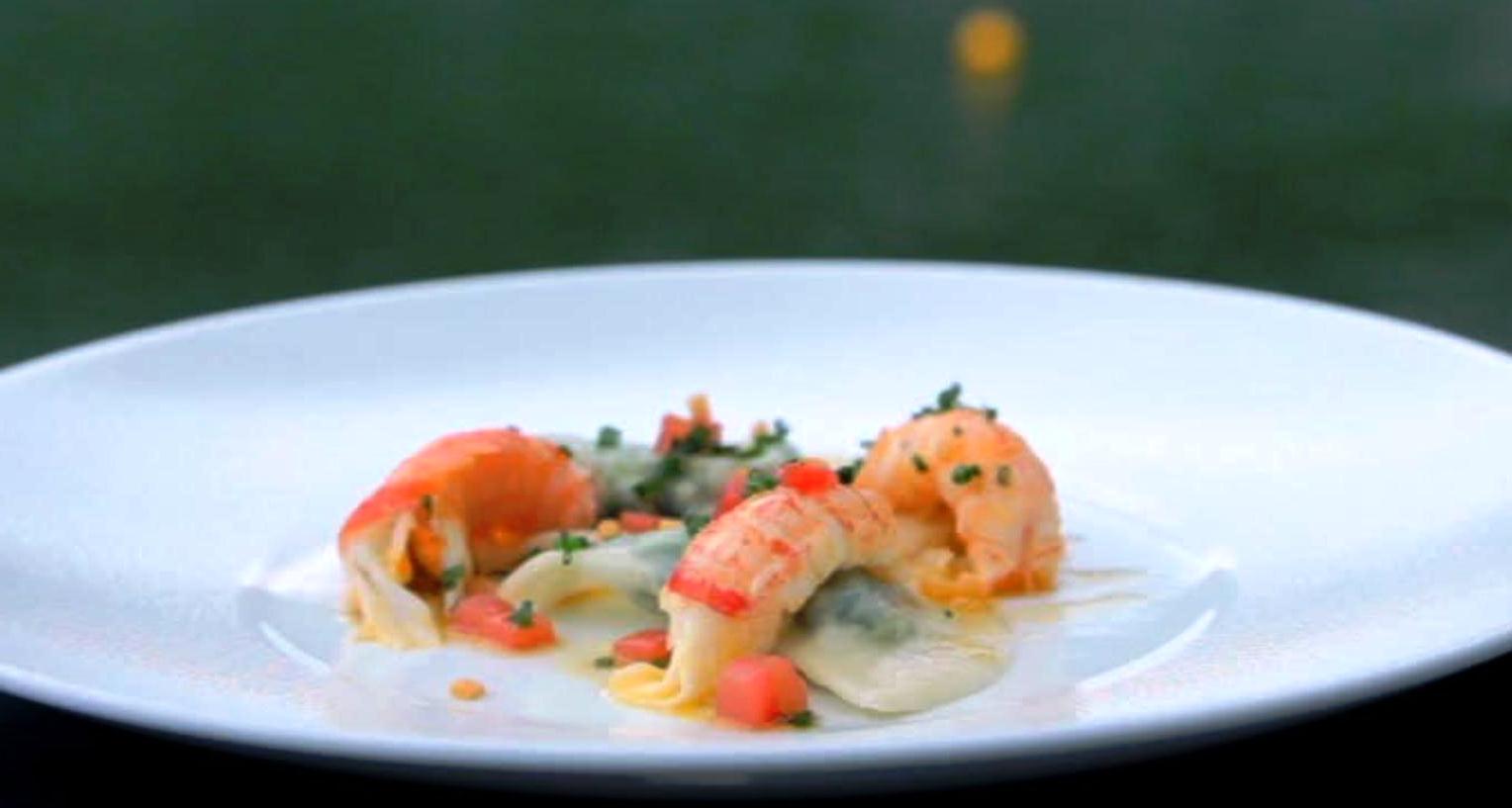 Yabby Tails, Buffalo Ricotta and Spinach Ravioli, Sage Beurre Noisette