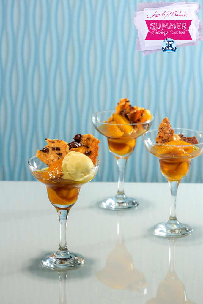 Honey Macadamia Wafers with Baked Caramelised Mango