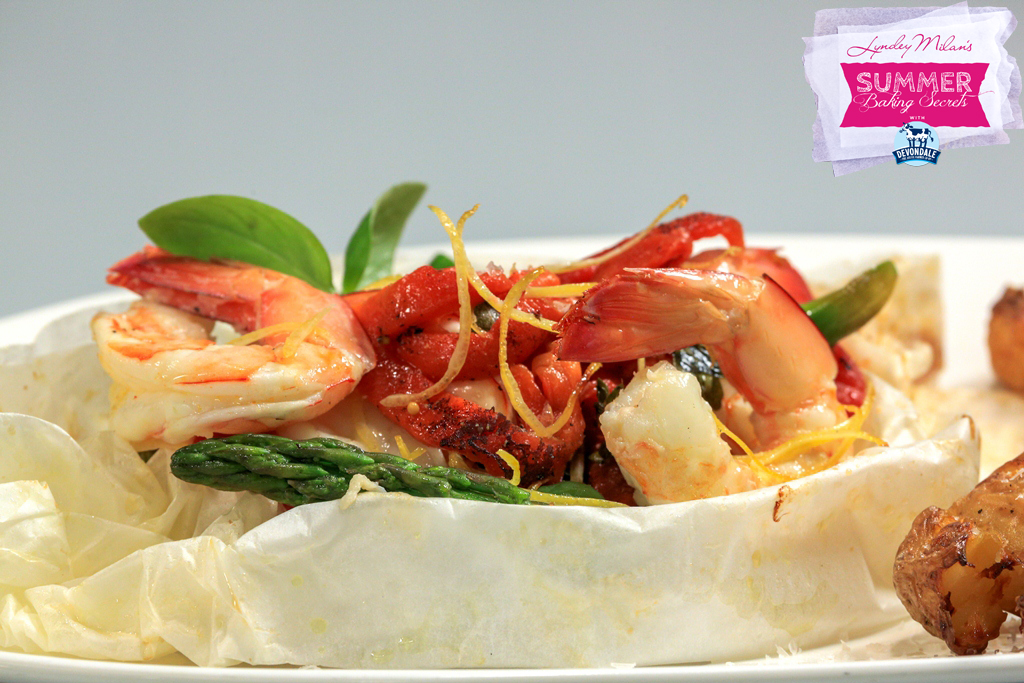Prawns in Cartoccio with Smashed Potatoes