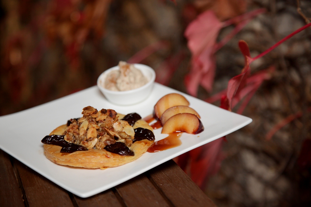 Semi-dried Plum Tart with Chestnut Crumble