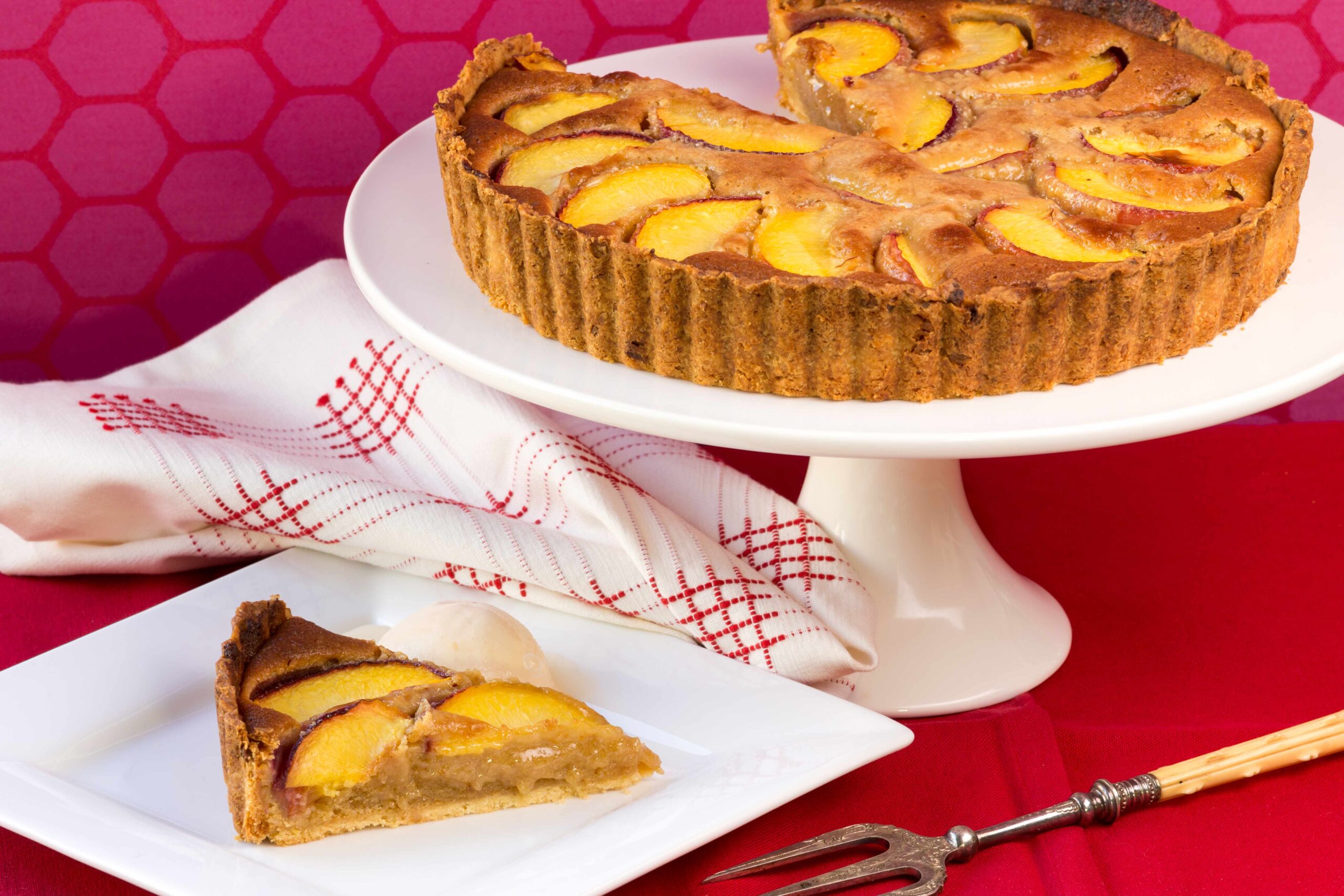 Nectarine and Macadamia Tart