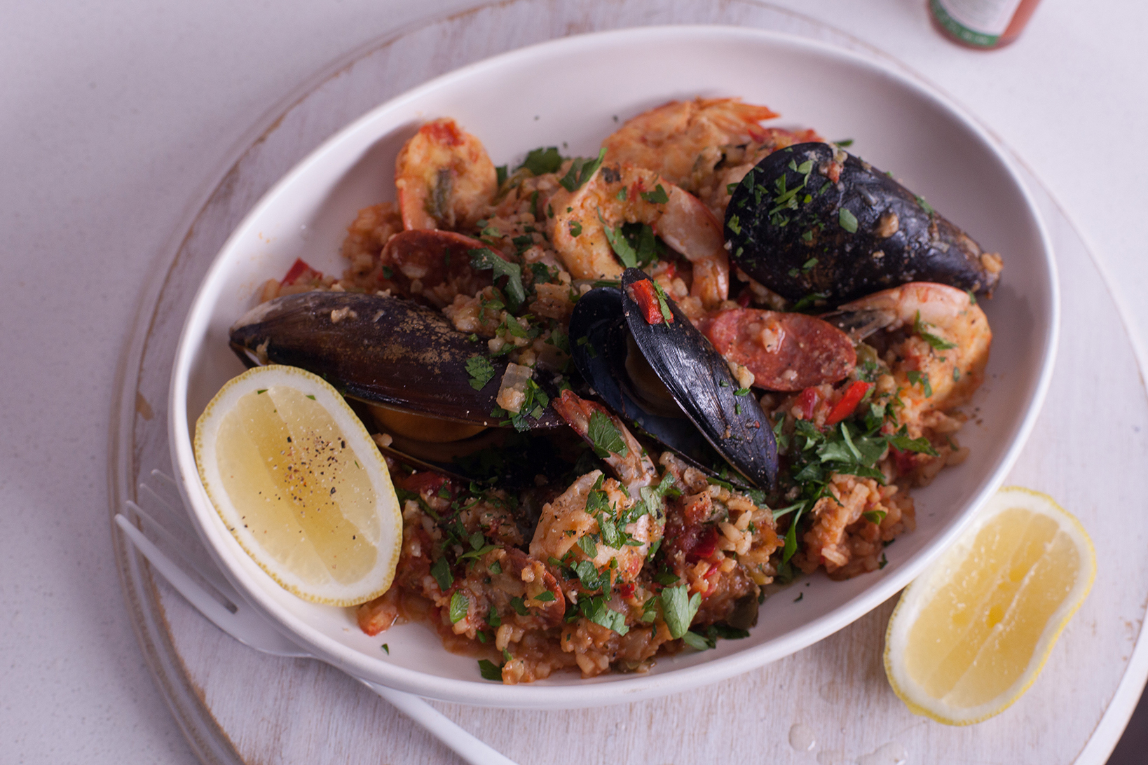 Jambalaya with Prawns, Pork and Smoked Sausage
