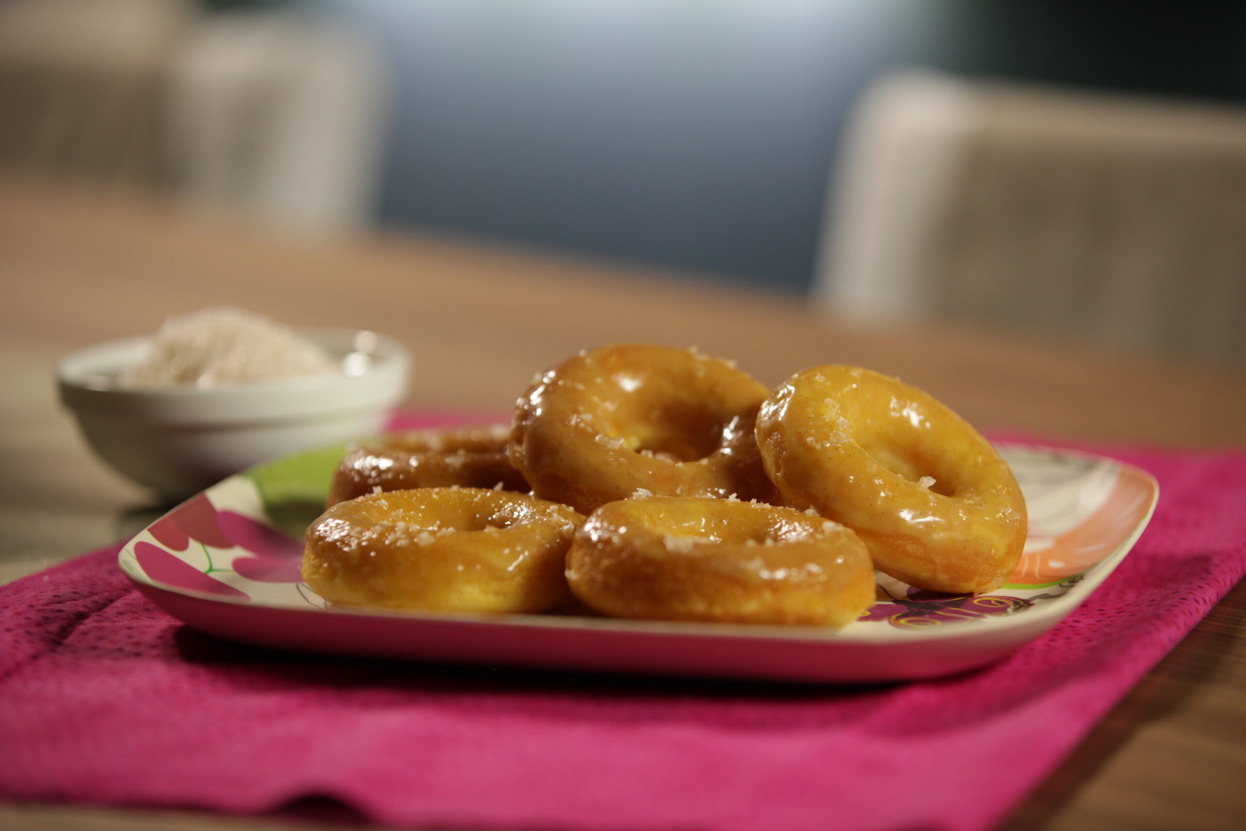 Maple glazed baked doughnuts