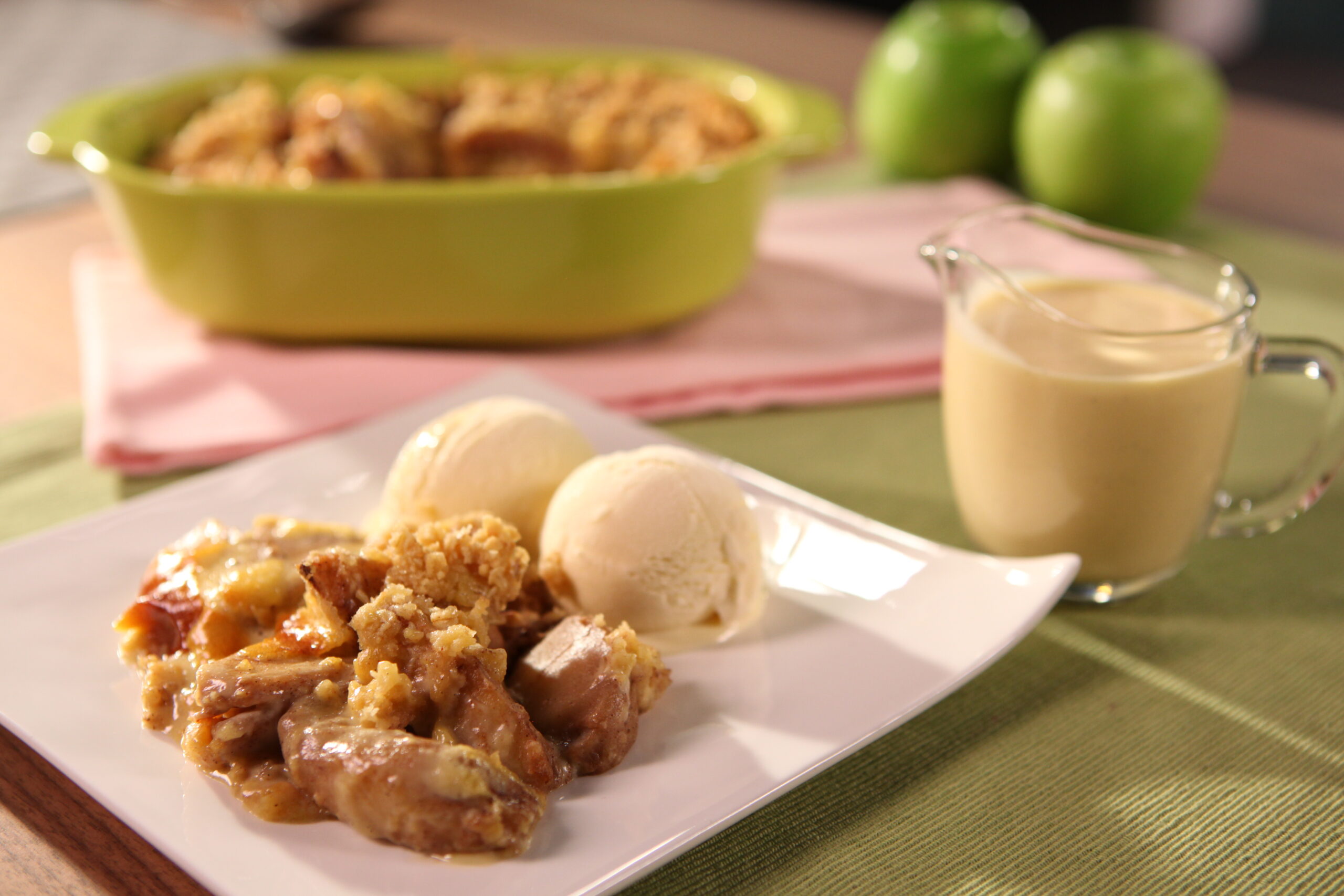 Warm Spiced Apple and Custard Crumble