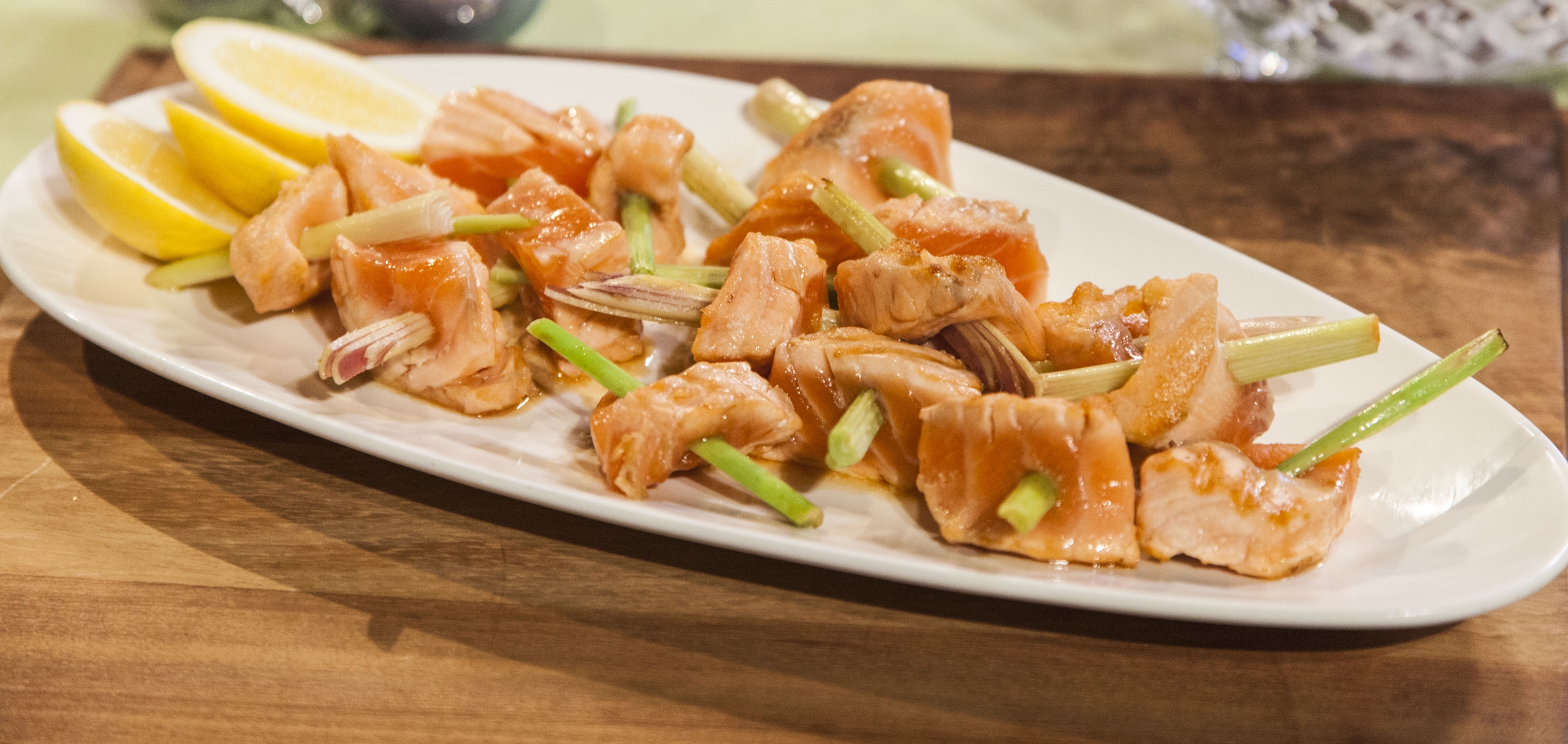 Grilled Salmon on Lemongrass Skewers