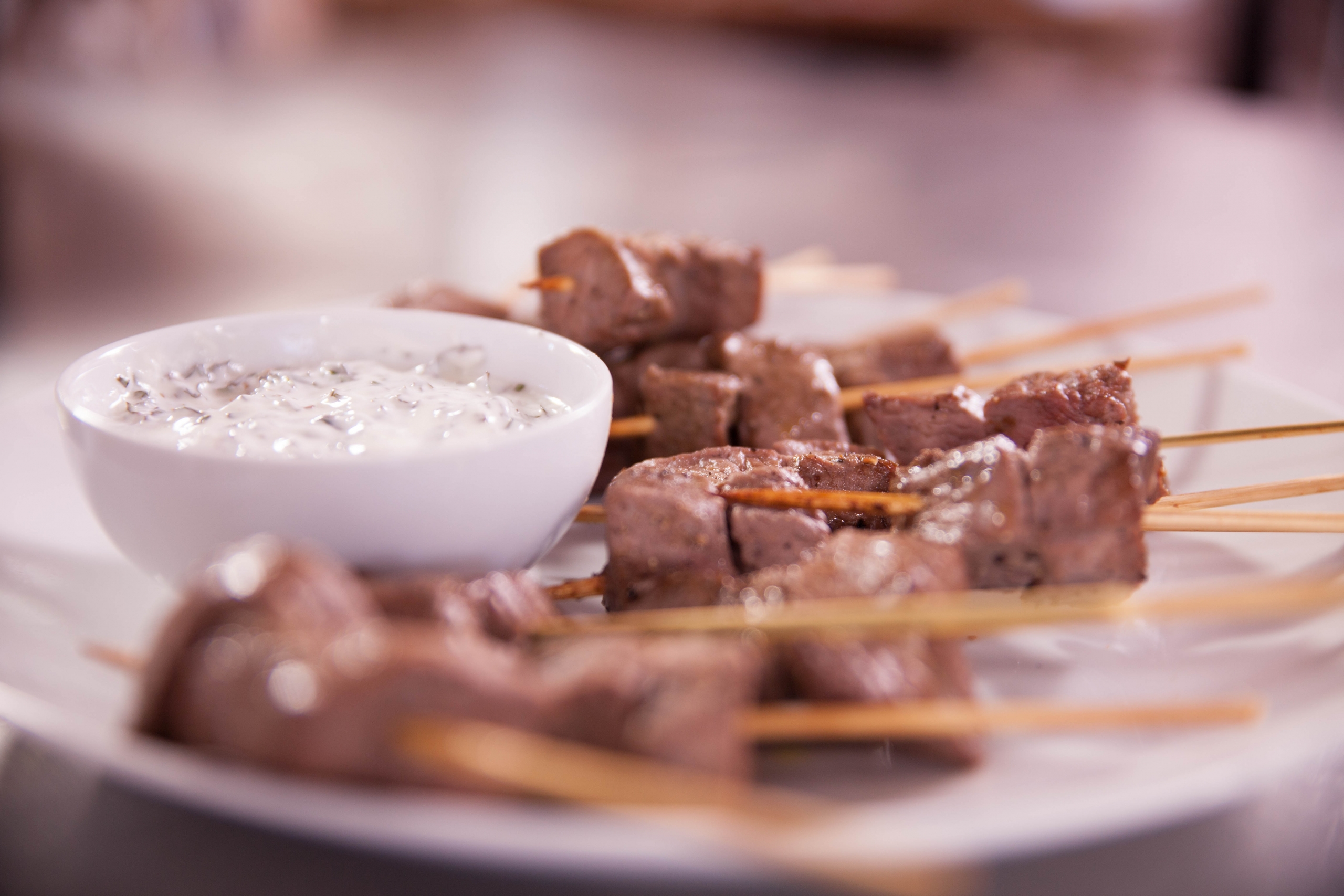 Lamb Kebabs with Yoghurt Mint Sauce