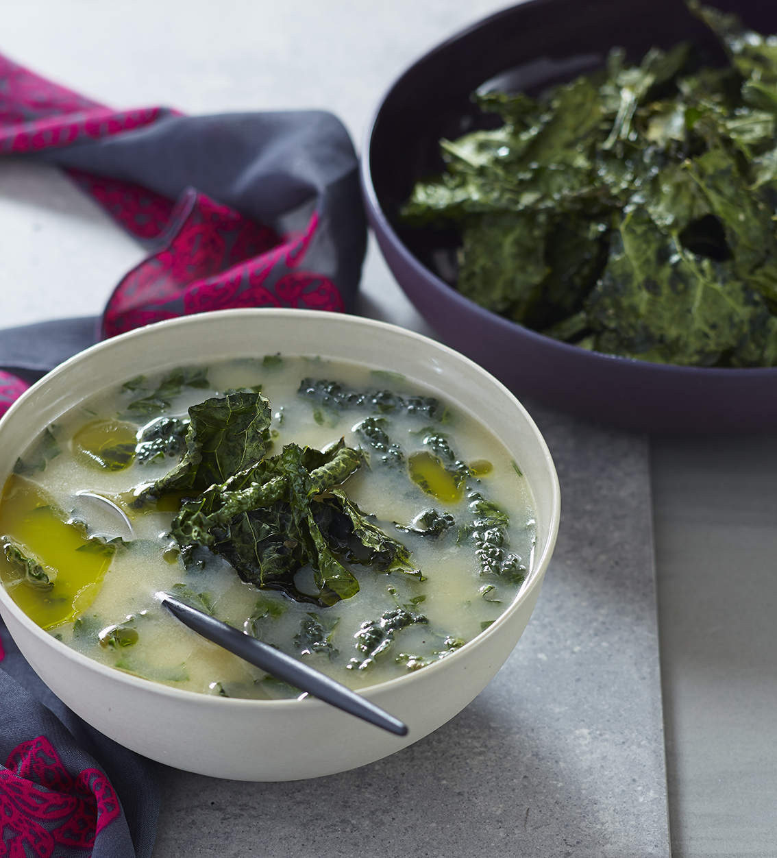Stracciatella Soup with Cavolo Nero & Lardo