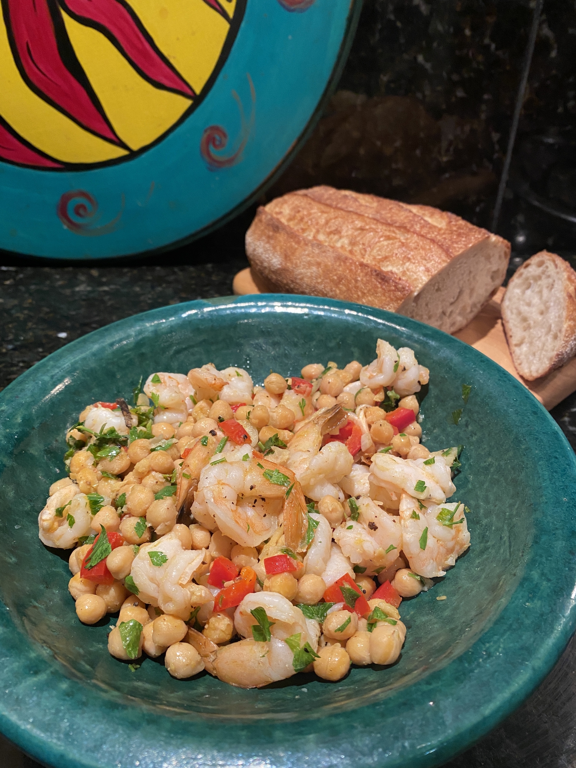 Prawns and Chickpeas with Garlic