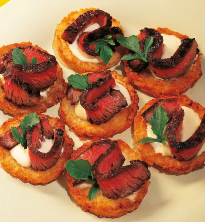 Potato Roesti  with Seared Beef and Wasabi