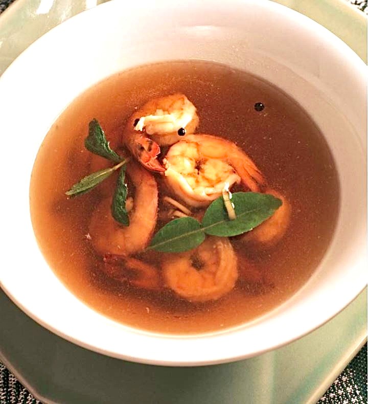 Prawns Poached  in Lemon Grass Broth