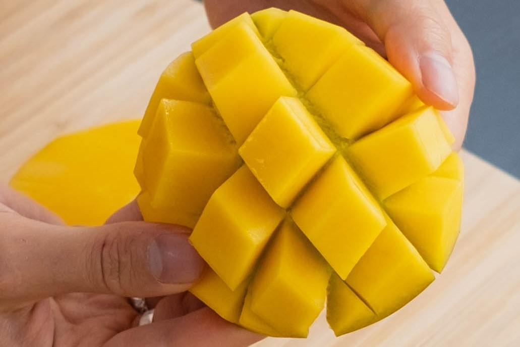 Baked Coconut Custard  with Mango