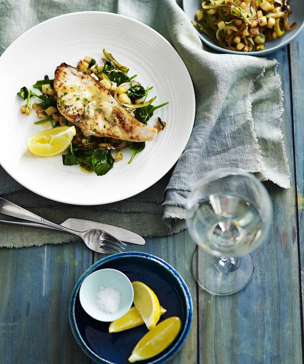 Swordfish with Lemon, Anchovies & Garlic
