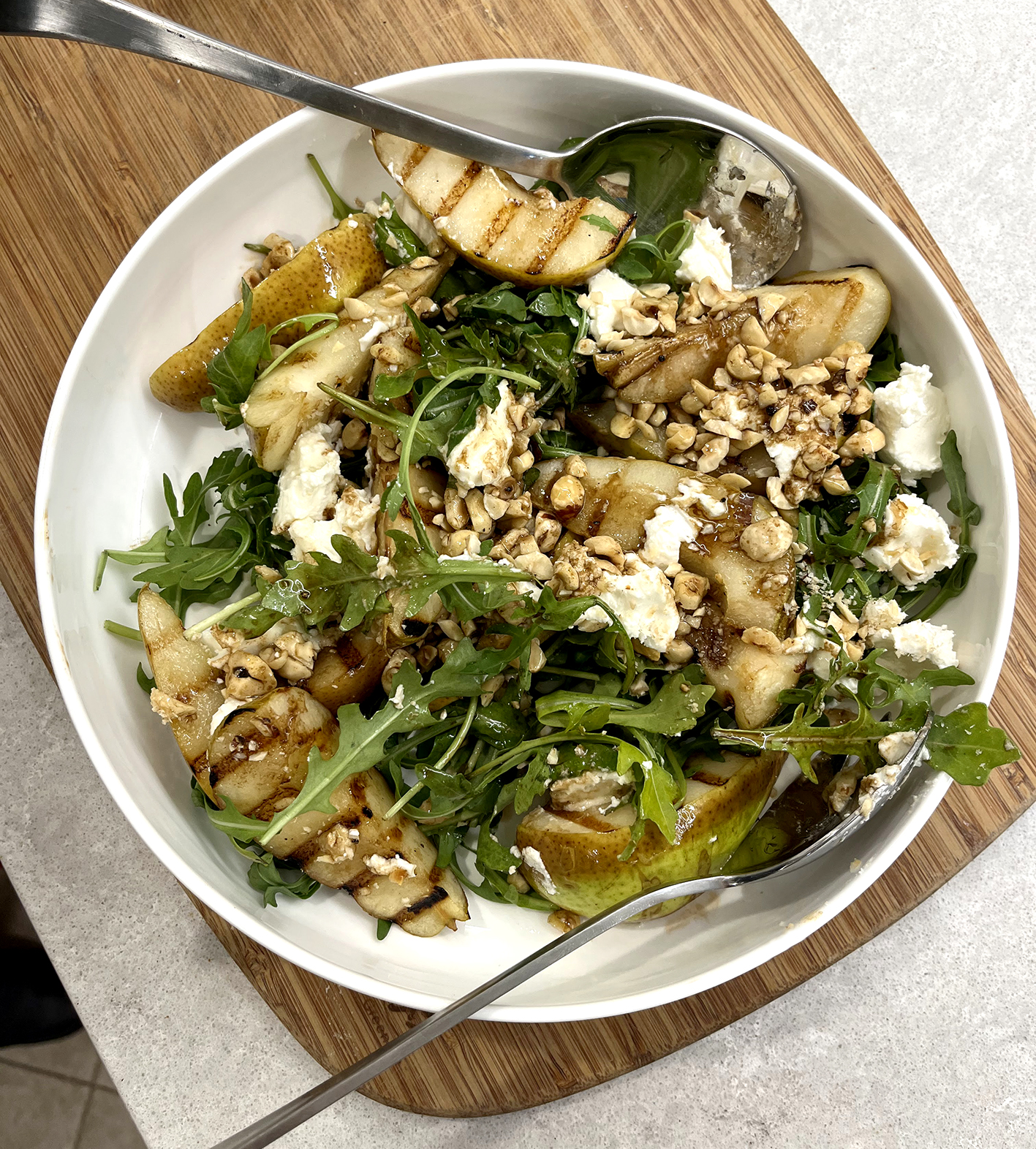 Pears with Goat’s Curd & Hazelnut Dressing