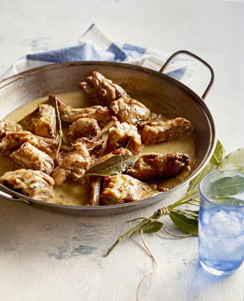 Rabbit with Rosemary & Garlic in White Wine