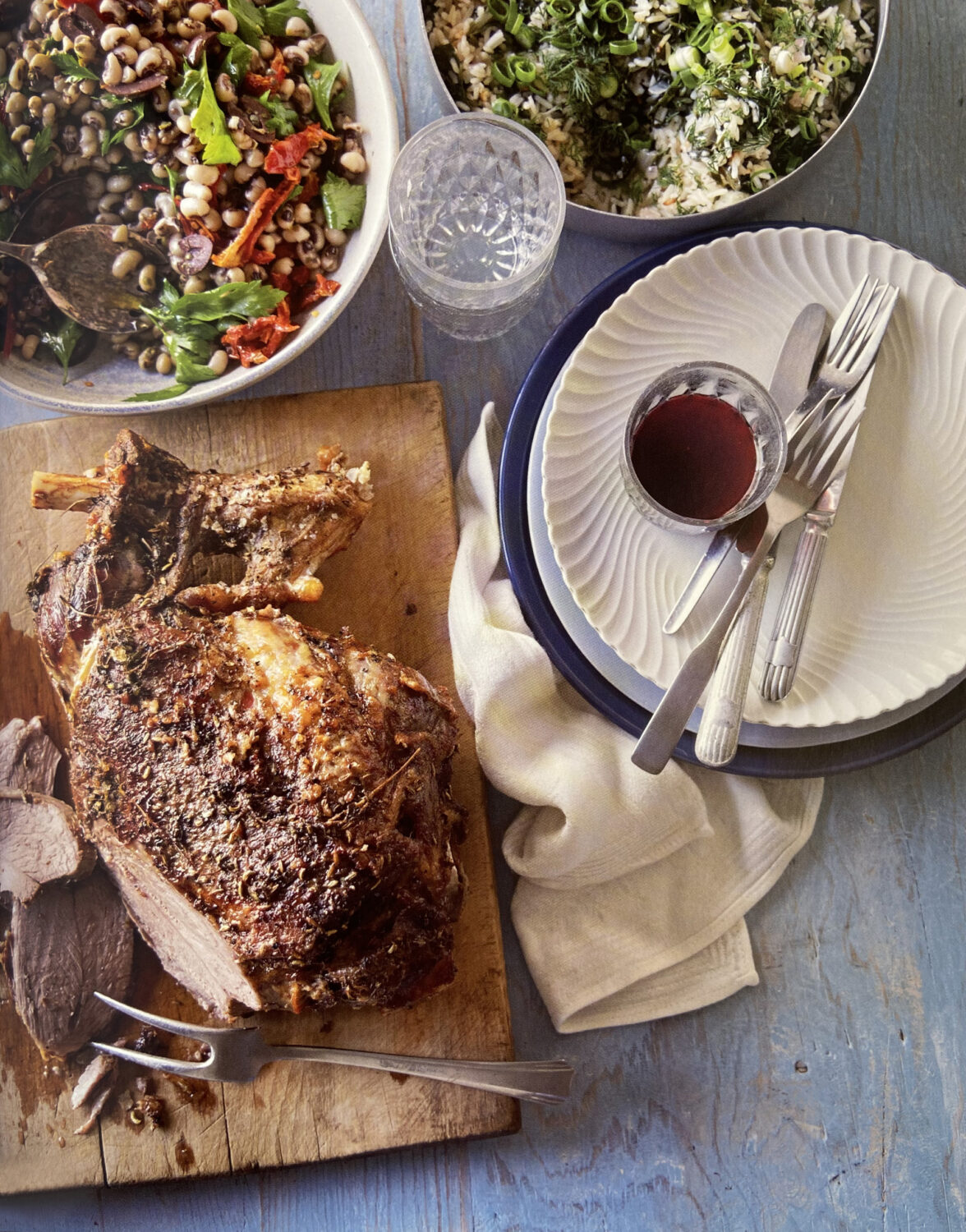 Slow Roasted Lamb with Salad of Black-Eyed Peas &amp; Herbs - Lyndey Milan