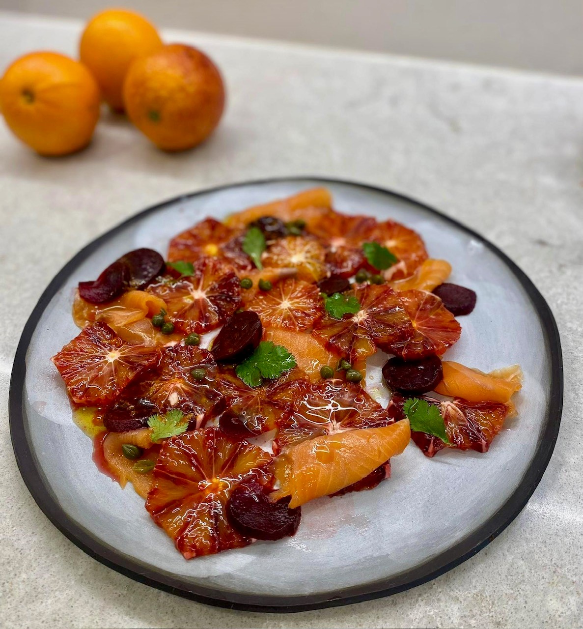 Smoked Trout with Blood Orange, Beetroot Salad